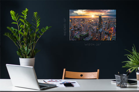 Canvas Print -  Bangkok City Downtown With Sunset Sky #E0308