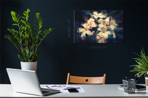 Canvas Print -  White Flowers On Dark Background #E0873