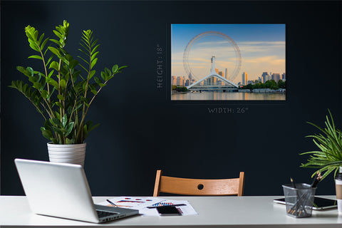 Canvas Print -  Cityscape Of Tianjin Ferris Wheel #E0298