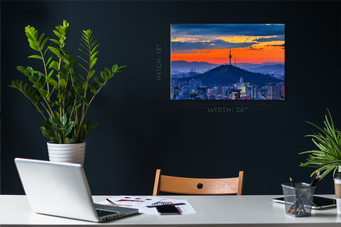 Canvas Print -  Namsan Skyline At Sunrise, Seoul, South Korea #E0448