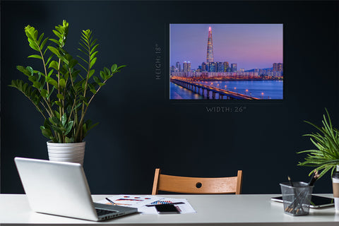 Canvas Print -  Han River And Lotte Tower Nightscape, Seoul, South Korea #E0449