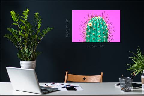 Canvas Print -  Green Cactus On Pink Background #E0804