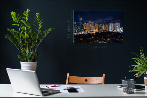 Canvas Print -  View Of The Makati Skyline At Night, Metro Manila, Philippines #E0417