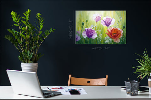 Canvas Print -  Poppies At Morning, Oil Painting #E0796