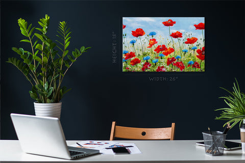 Canvas Print -  Red Poppies At Morning #E0880