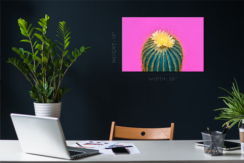 Canvas Print -  Blooming Cactus On Crimson Background #E0807