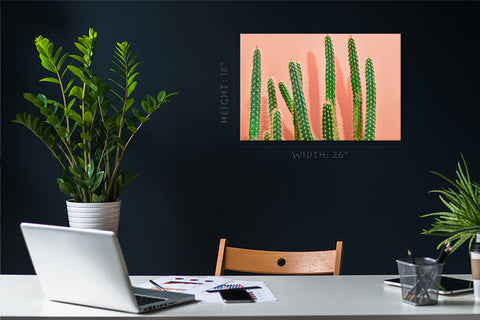 Canvas Print -  Green Cactus On Pastel Background #E0811