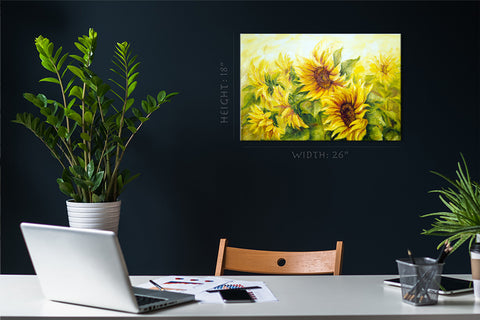 Impression sur toile - Tournesols, Peinture à l'huile #E0797