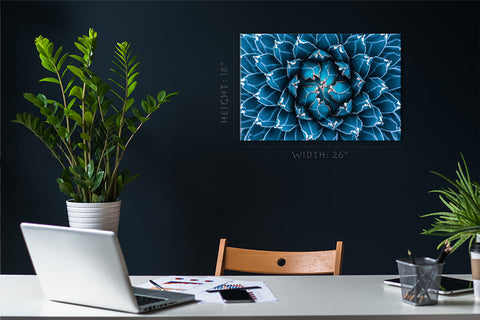 Impression sur toile - Agave Cactus, bleu foncé # E0650