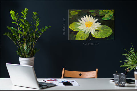 Impression sur toile - Lotus blanc, peinture à l'huile #E0860