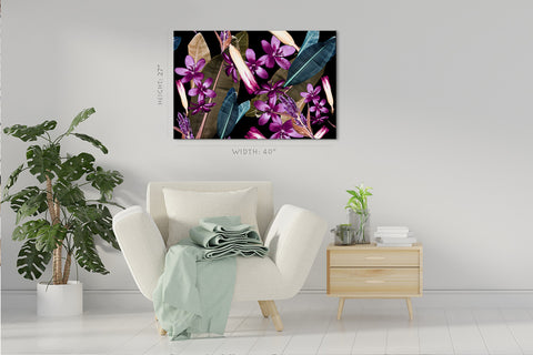 Impression sur toile - Fleurs et feuilles tropicales #E0676