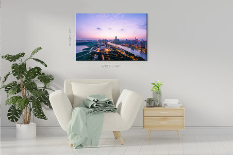 Canvas Print -  Aerial View Of Wuhan City At Night #E0351