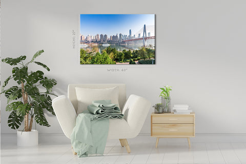 Impression sur toile - Pont du fleuve Yangtze, Chongqing, Chine #E0316