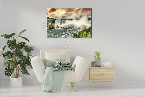 Impression sur toile - Cascade du Niagara au coucher du soleil, Canada #E0573