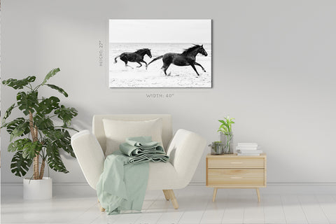 Canvas Print -  Two Horses Running On The Seashore #E0894