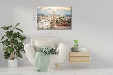 Impression sur toile - Jama Masjid, Delhi Skyline, Inde #E0455