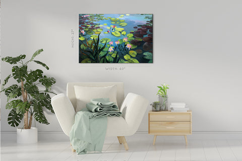 Canvas Print -  Beautiful Lotuses, Oil Painting #E0859