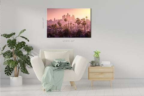 Impression sur toile - Paysage urbain de Los Angeles au coucher du soleil #E0346