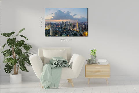 Impression sur toile - Paysage nocturne du centre-ville de Chengdu #E0333