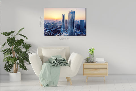 Impression sur toile - Nouvelle ville de Hangzhou au lever du soleil #E0253