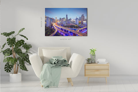 Impression sur toile - Vue aérienne de Shanghai, Chine #E0472