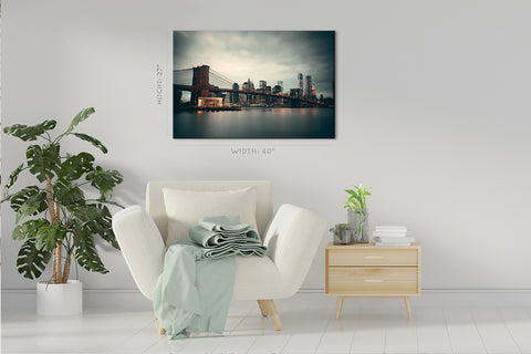 Canvas Print -  Brooklyn Bridge At Night, Manhattan, New York #E0396