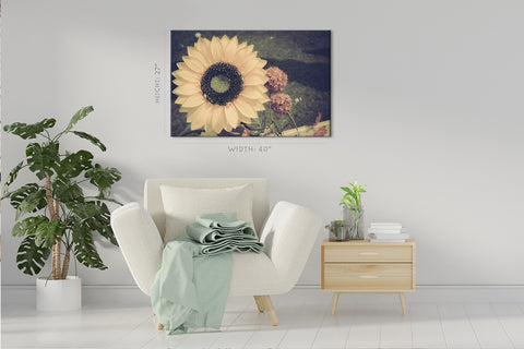 Impression sur toile - Tournesol vintage #E0869