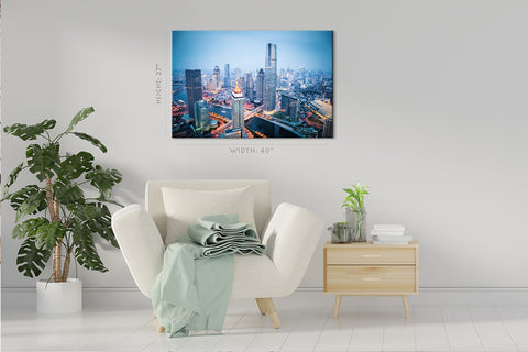 Impression sur toile - Skyline du quartier financier de Tianjin #E0296