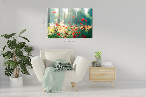 Canvas Print -  Early Morning Light At Red Poppies #E0627