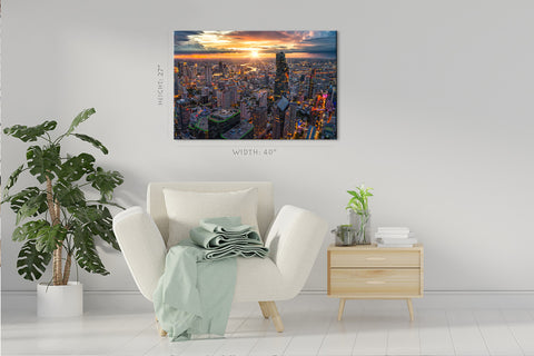 Impression sur toile - Bangkok City Downtown avec Sunset Sky #E0308