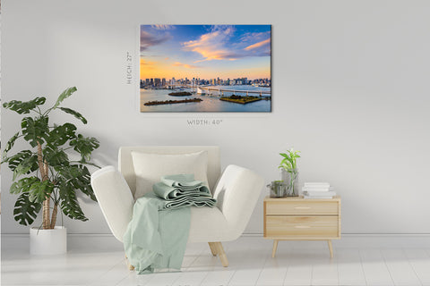 Impression sur toile - Skyline de la baie de Tokyo, Japon #E0491