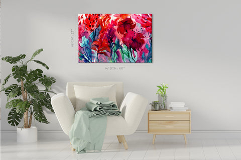 Impression sur toile - Fleurs colorées, Peinture à l'aquarelle #E0863