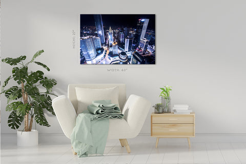 Impression sur toile - Gratte-ciel illuminés à Chongqing #E0315