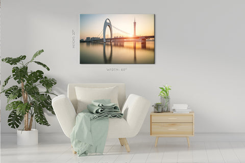 Impression sur toile - Liede Bridge At Sunrise, Guangzhou, Chine #E0440