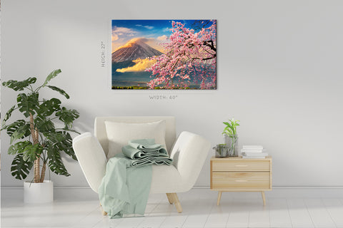 Impression sur toile - Mont Fuji et fleurs de cerisier au printemps, Japon #E0495