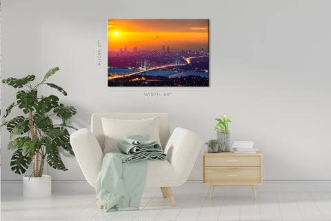 Impression sur toile - Coucher de soleil sur le pont du Bosphore Istanbul Turquie #E0289