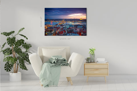 Impression sur toile - Skyline du coucher du soleil d'Istanbul #E0287