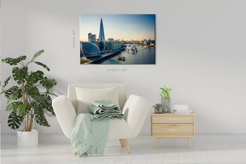 Impression sur toile - Vue aérienne sur la Tamise et la ville de Londres #E0267