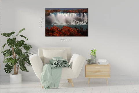 Canvas Print -  American Waterall Adorned By Colorful Autumn Trees, Canada #E0574