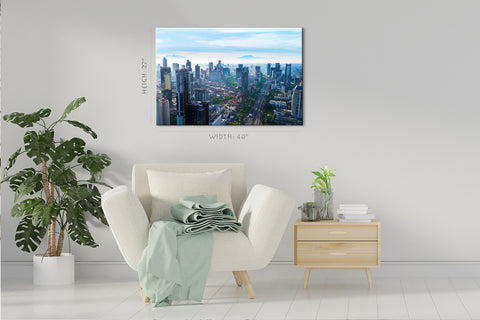 Impression sur toile - Paysage urbain du centre-ville de Jakarta au matin #E0469