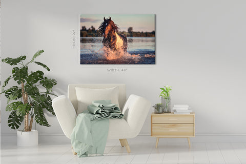 Canvas Print -  Galloping Horse On The Water #E0932