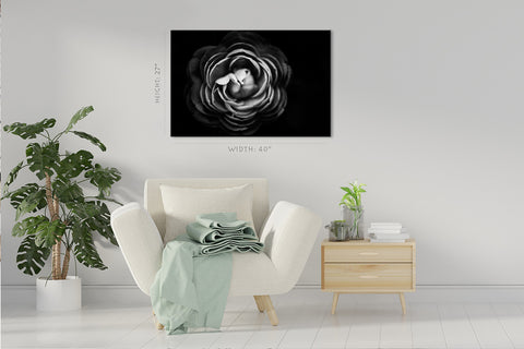Canvas Print -  Abstract Flowers Black And White Background #E0798