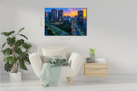 Canvas Print -  Jakarta Cityscape At Sunset, Indonesia #E0461