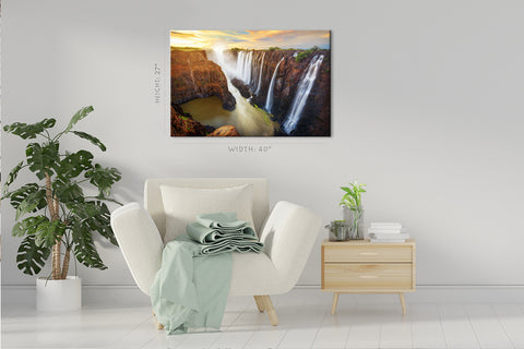 Canvas Print -  Aerial View Of Victoria Waterfall At Sunrise, Zambia #E0559