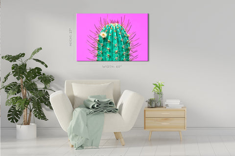 Canvas Print -  Green Cactus On Pink Background #E0804