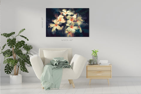 Canvas Print -  White Flowers On Dark Background #E0873