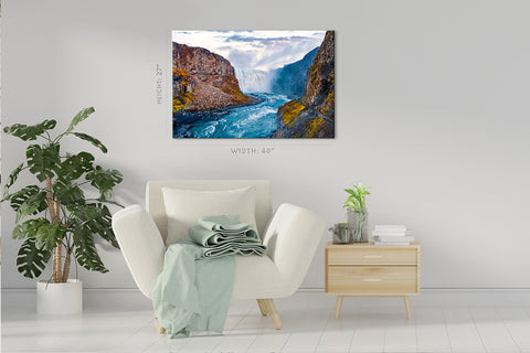 Canvas Print -  View From Down Of Canyon Of Dettifoss Waterfall, Jokulsargljufur National Park, Iceland #E0496