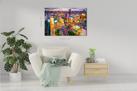 Impression sur toile - Tokyo Skyline au crépuscule, Japon #E0484