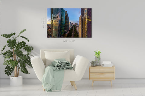 Impression sur toile - Paysage urbain du Mexique au coucher du soleil #E0375