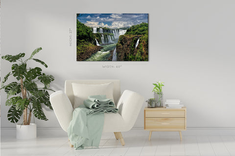 Impression sur toile - Vue spectaculaire de la cascade d'Iguazu, Amérique du Sud #E0565